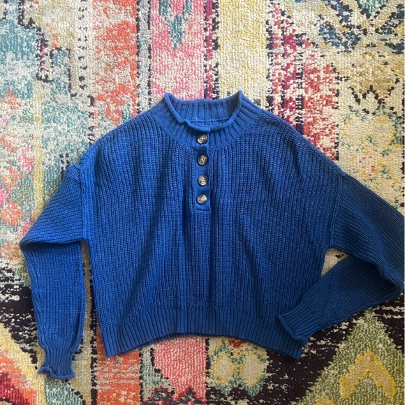 American Eagle Blue Button-Up Women's Sweater XS - Picture 1 of 6